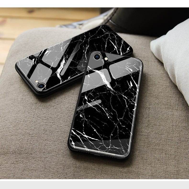 iPhone 13 Cover- Black Marble Series - HQ Ultra Shine Premium Infinity Glass Soft Silicon Borders Case - Futurestore.pk