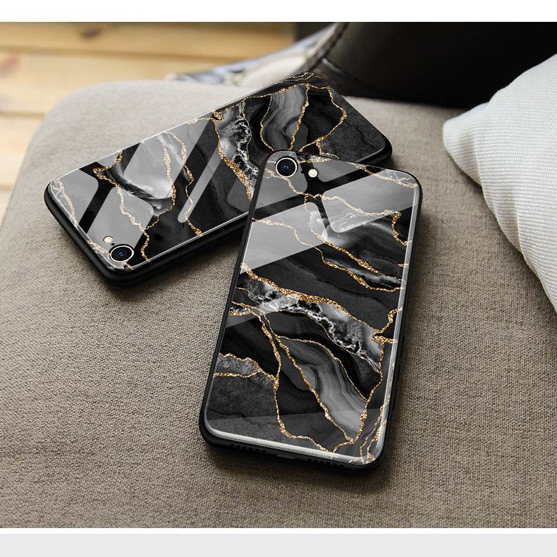 Samsung Galaxy S24 Ultra Cover- Black Marble Series - HQ Ultra Shine Premium Infinity Glass Soft Silicon Borders Case (Fast Delivery)