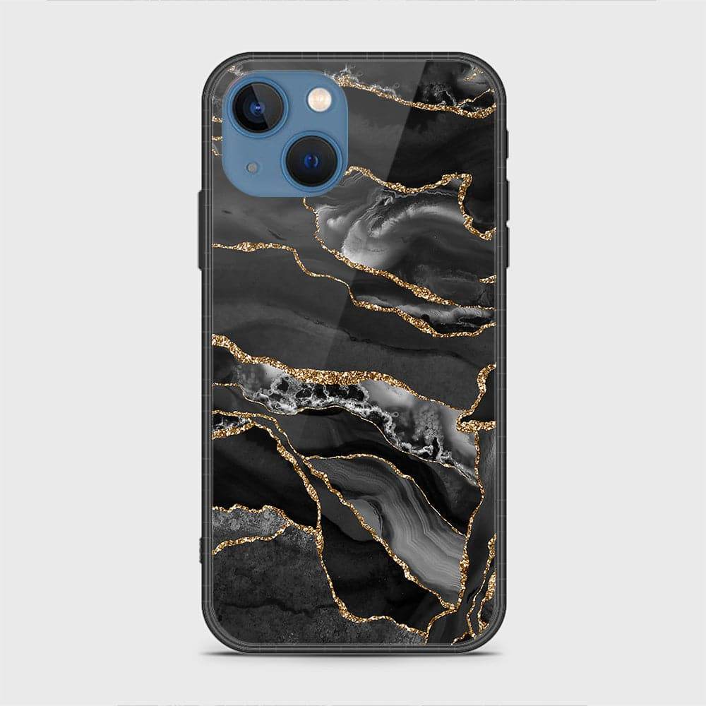 iPhone 13 Cover - Black Marble Series - HQ Ultra Shine Premium Infinity Glass Soft Silicon Borders Case Rounded Corner Style Design6