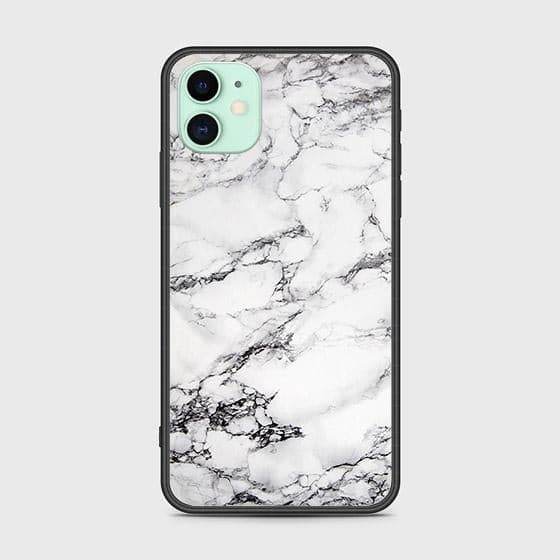 iPhone 11 Cover - White Marble Series - HQ Ultra Shine Premium Infinity Glass Soft Silicon Borders Case Design1