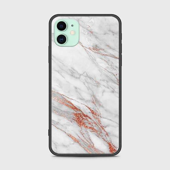 iPhone 11 Cover - White Marble Series - HQ Ultra Shine Premium Infinity Glass Soft Silicon Borders Case Design2