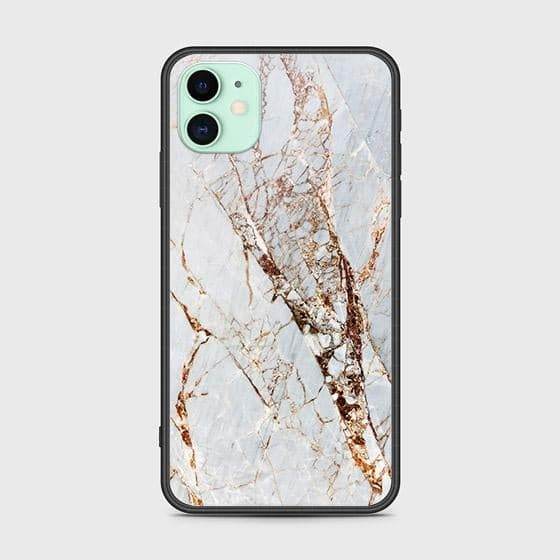 iPhone 11 Cover - White Marble Series - HQ Ultra Shine Premium Infinity Glass Soft Silicon Borders Case Design5