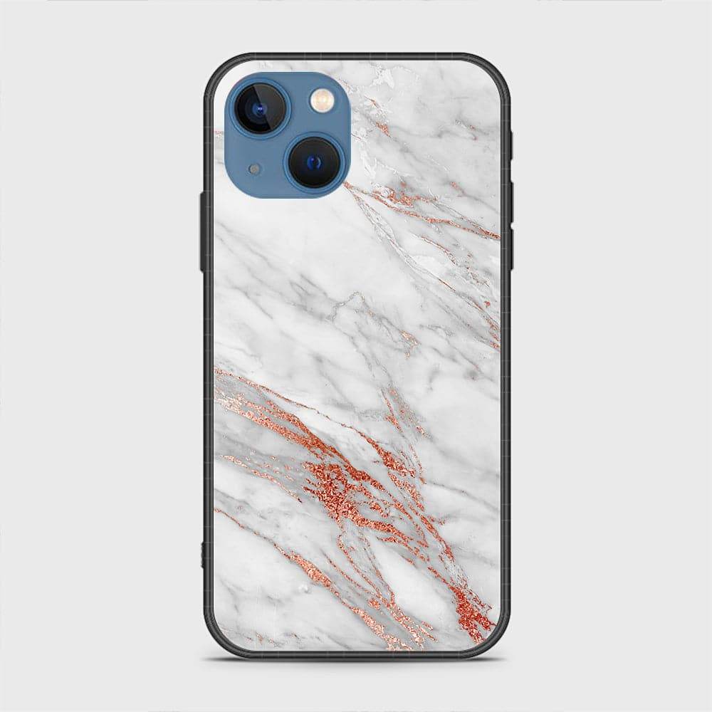 iPhone 13 Cover - White Marble Series - HQ Ultra Shine Premium Infinity Glass Soft Silicon Borders Case Rounded Corner Style Design2