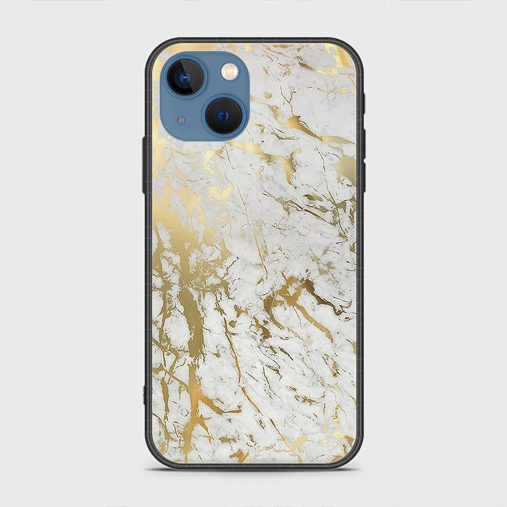 iPhone 13 Cover - White Marble Series - HQ Ultra Shine Premium Infinity Glass Soft Silicon Borders Case Rounded Corner Style Design3