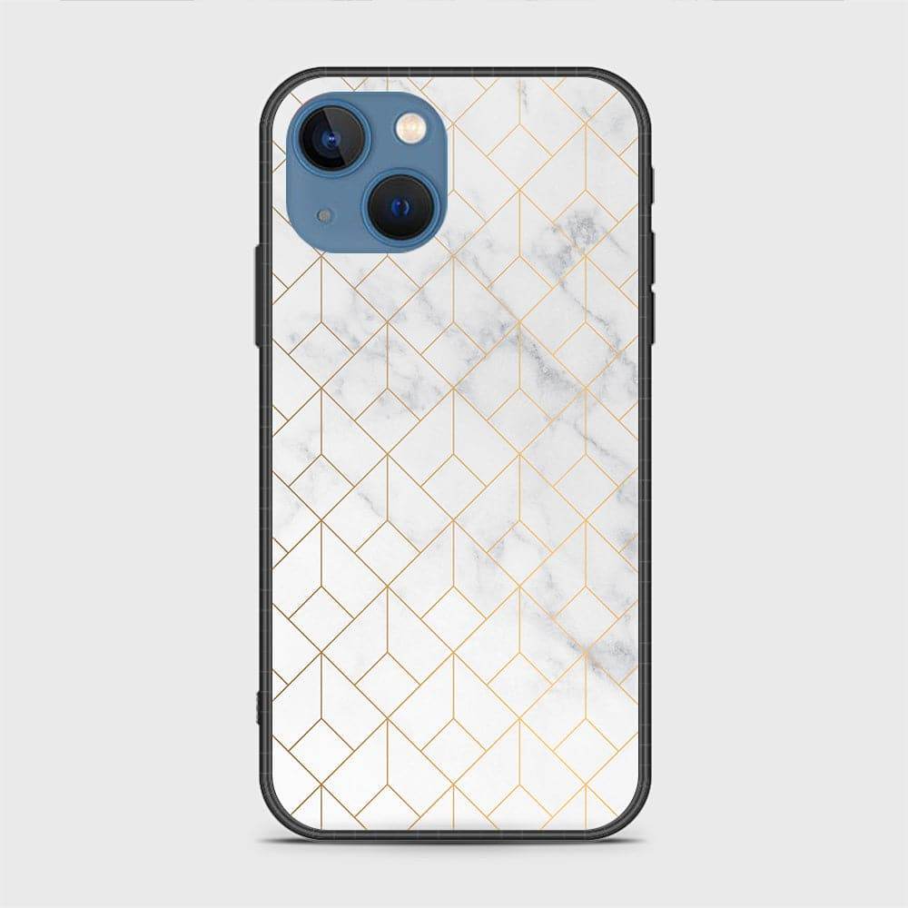 iPhone 13 Cover - White Marble Series 2 - HQ Ultra Shine Premium Infinity Glass Soft Silicon Borders Case Rounded Corner Style Design1