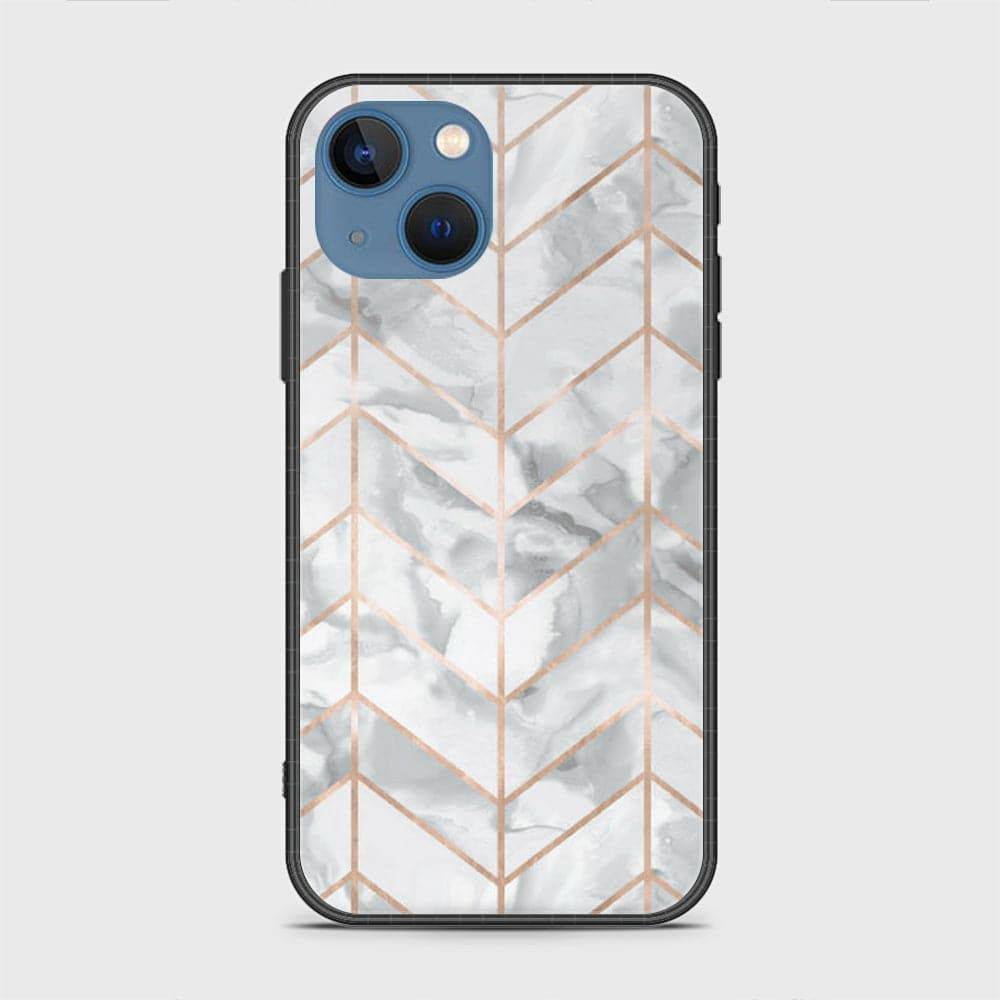 iPhone 13 Cover - White Marble Series 2 - HQ Ultra Shine Premium Infinity Glass Soft Silicon Borders Case Rounded Corner Style Design6