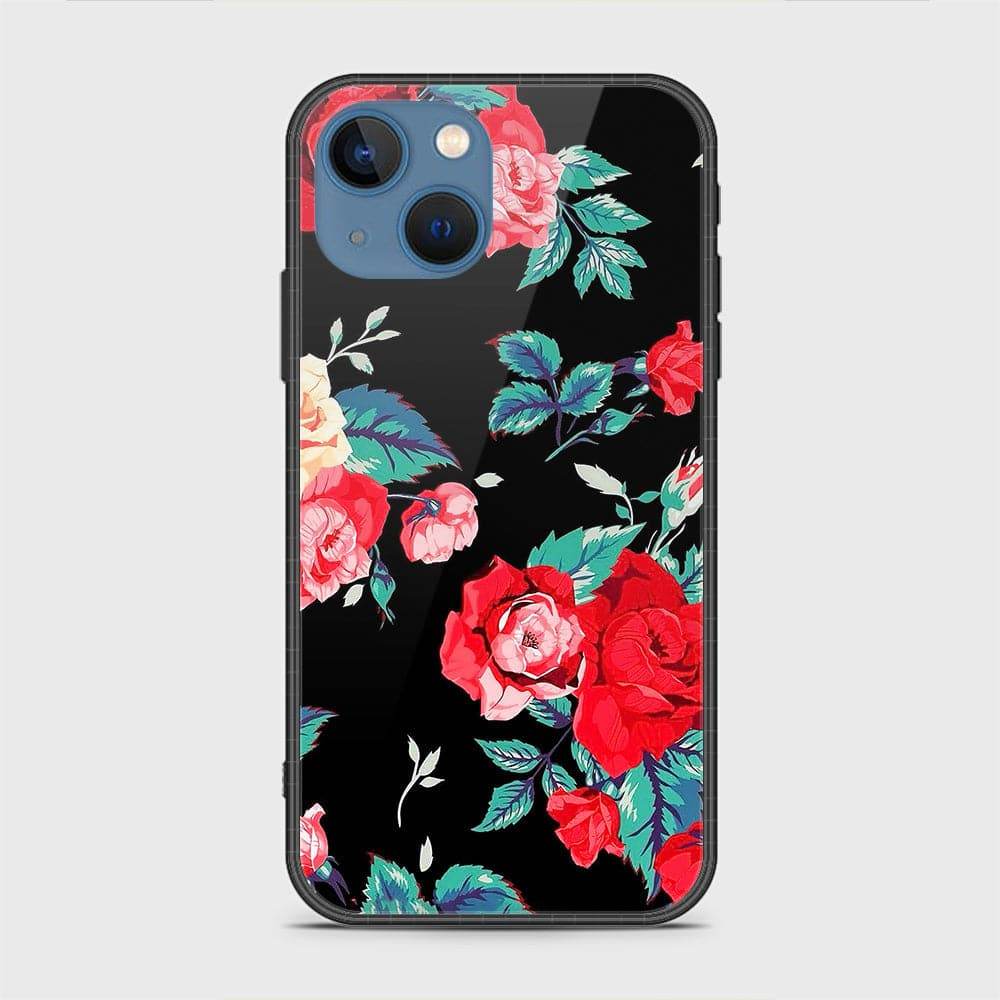 iPhone 13 Cover - Floral Series - HQ Ultra Shine Premium Infinity Glass Soft Silicon Borders Case Rounded Corner Style Design3
