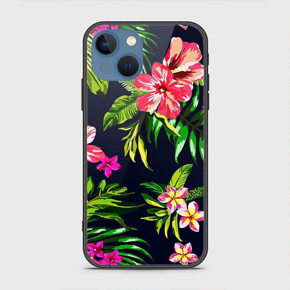 iPhone 13 Cover - Floral Series - HQ Ultra Shine Premium Infinity Glass Soft Silicon Borders Case Rounded Corner Style Design4