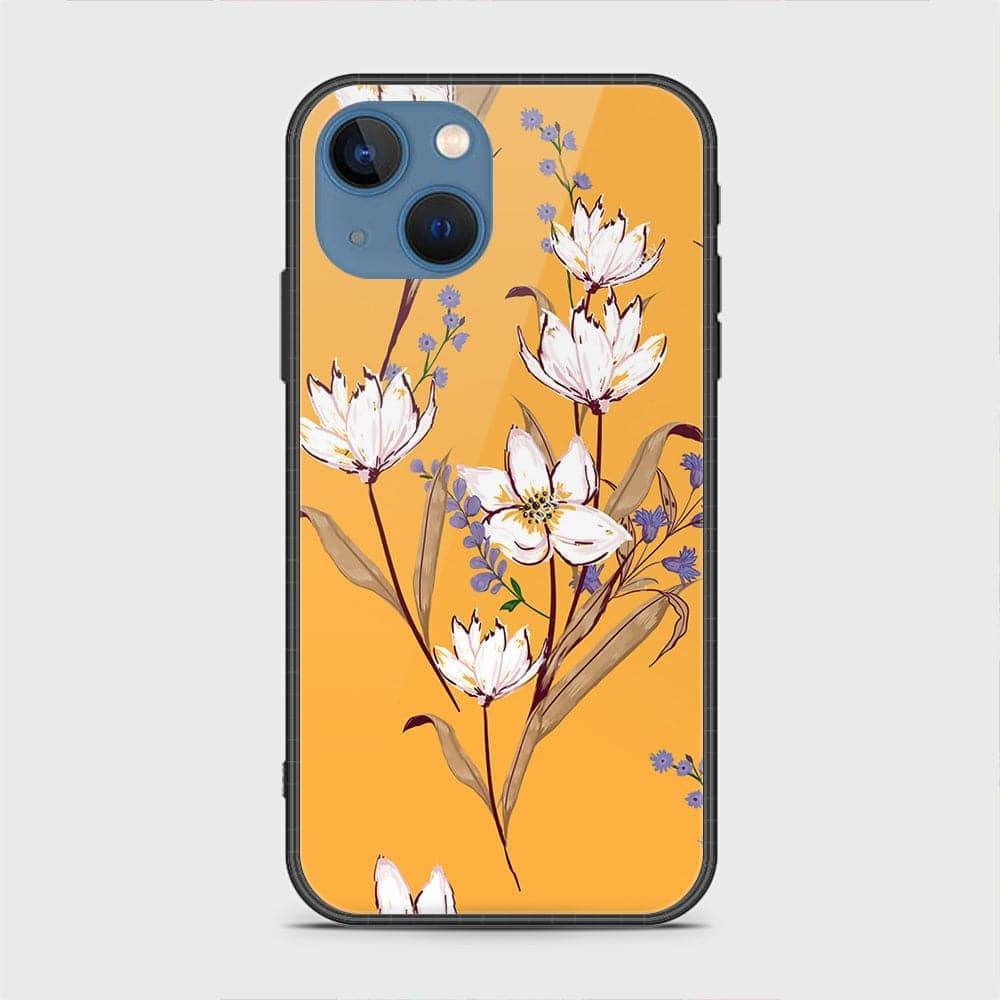 iPhone 13 Cover - Floral Series - HQ Ultra Shine Premium Infinity Glass Soft Silicon Borders Case Rounded Corner Style Design5