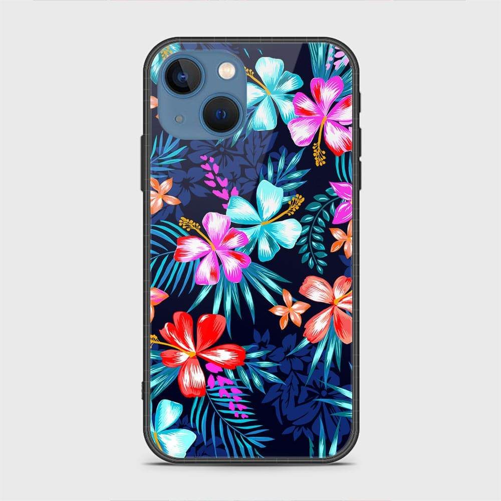 iPhone 13 Cover - Floral Series - HQ Ultra Shine Premium Infinity Glass Soft Silicon Borders Case Rounded Corner Style Design6