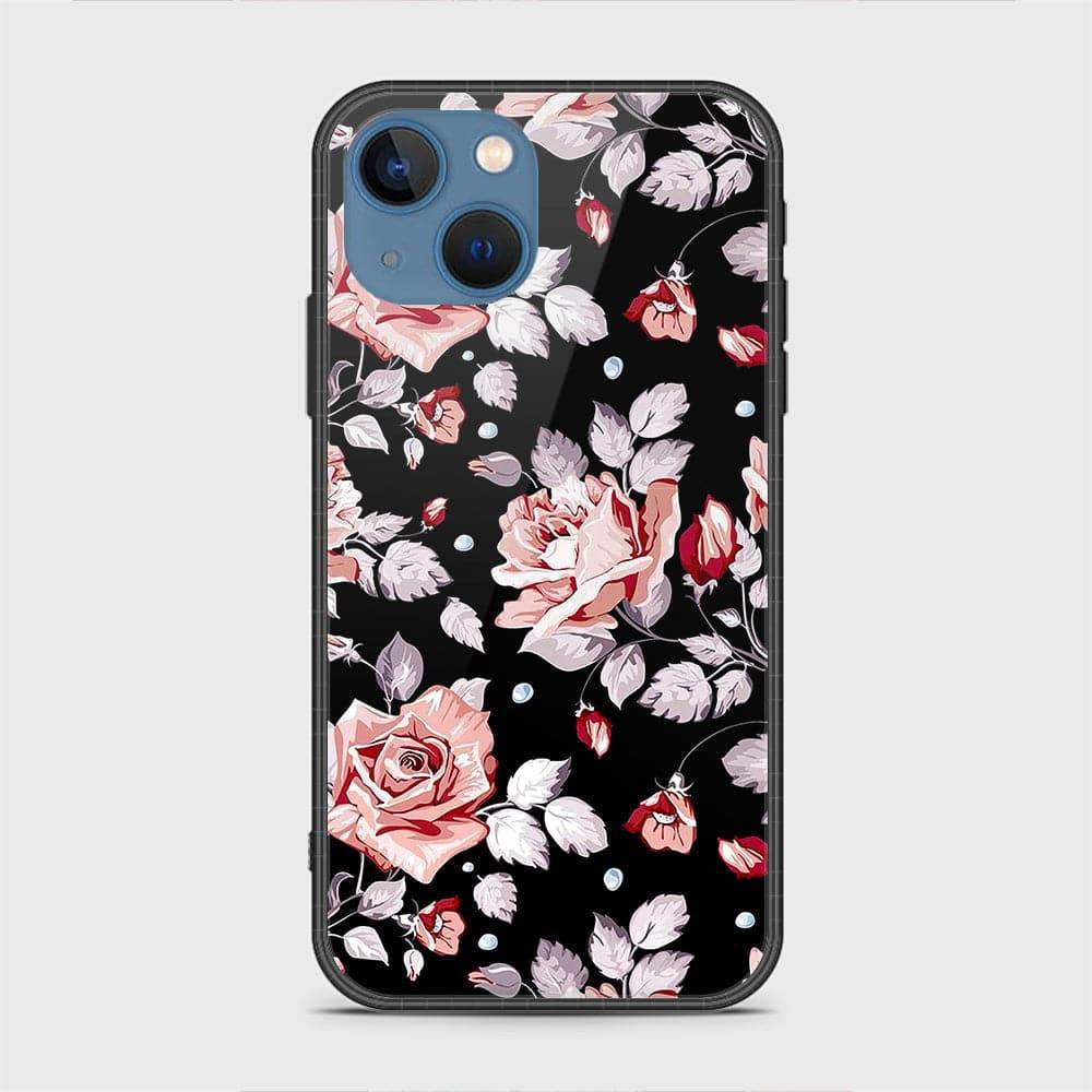 iPhone 13 Cover - Floral Series - HQ Ultra Shine Premium Infinity Glass Soft Silicon Borders Case Rounded Corner Style Design7