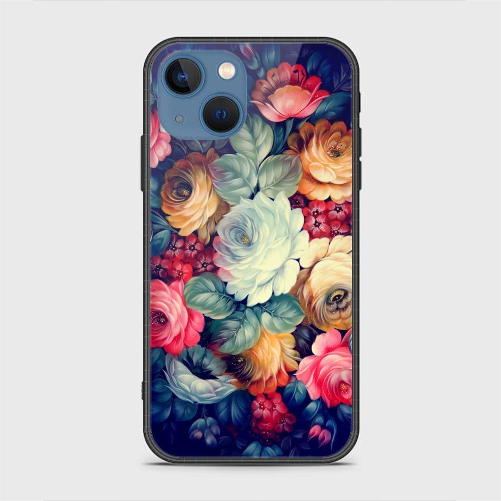 iPhone 13 Cover - Floral Series 2 - HQ Ultra Shine Premium Infinity Glass Soft Silicon Borders Case - Futurestore.pk