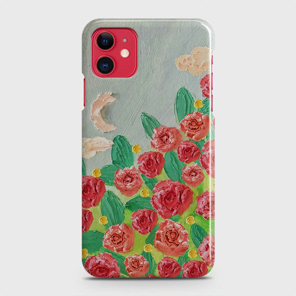 iPhone 11 Cover - Floral Series - Design 10 - Red & Green - Matte Finish - Snap On Hard Case with LifeTime Colors Guarantee - Futurestore.pk