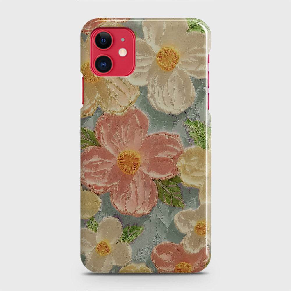 iPhone 11 Cover - Floral Series - Design 16 - Cyan & Pink - Matte Finish - Snap On Hard Case with LifeTime Colors Guarantee - Futurestore.pk
