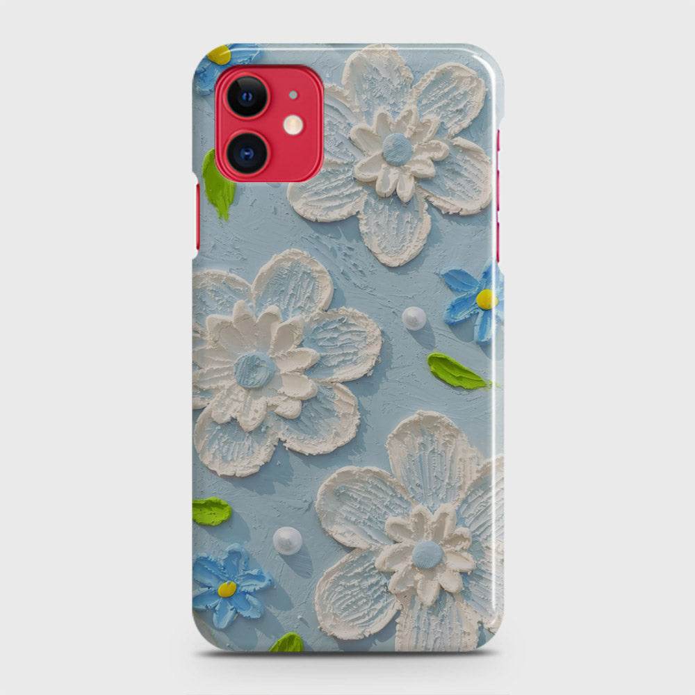 iPhone 11 Cover - Floral Series - Design 3 - Sky Blue - Matte Finish - Snap On Hard Case with LifeTime Colors Guarantee (Fast Delivery) - Futurestore.pk