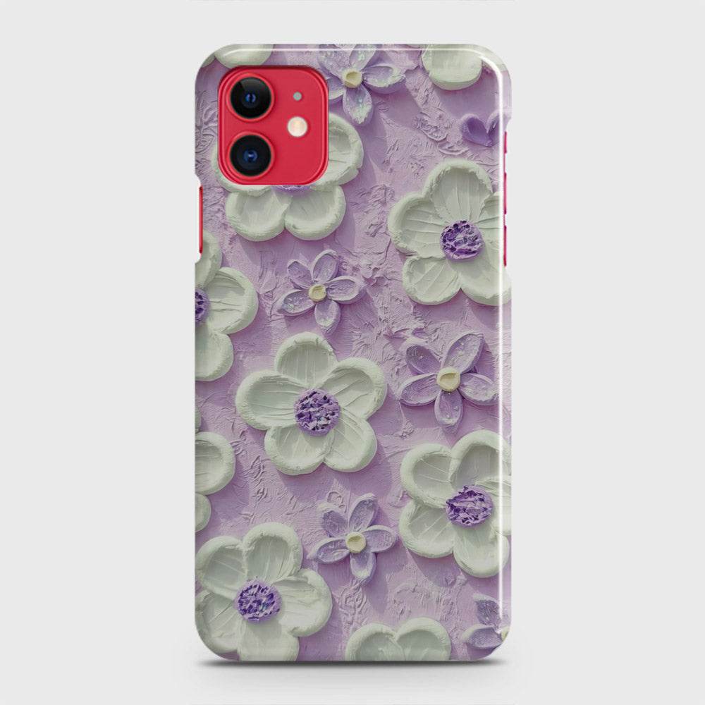 iPhone 11 Cover - Floral Series - Design 4 - Purple & White - Matte Finish - Snap On Hard Case with LifeTime Colors Guarantee - Futurestore.pk