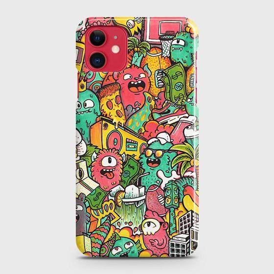 iPhone 11 Cover - Matte Finish - Candy Colors Trendy Sticker Collage Printed Hard Case with Life Time Colors Guarantee ( Fast Delivery ) - Futurestore.pk