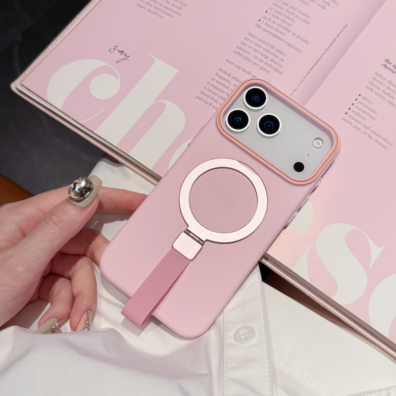 iPhone 17 Pro Max Cover - Pink - Trendy Magsafe Magnetic Kickstand Holder With Silicon Grip Protective Hard Shell Case