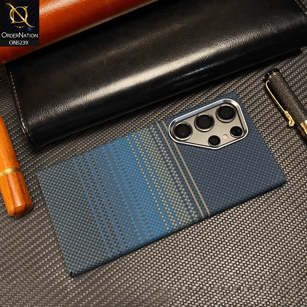 Samsung Galaxy S25 Ultra Cover - Design4 - Universe Luxo Carbon Fiber Texture Ultra Thin Shell Case With Metal Camera Ring Borders