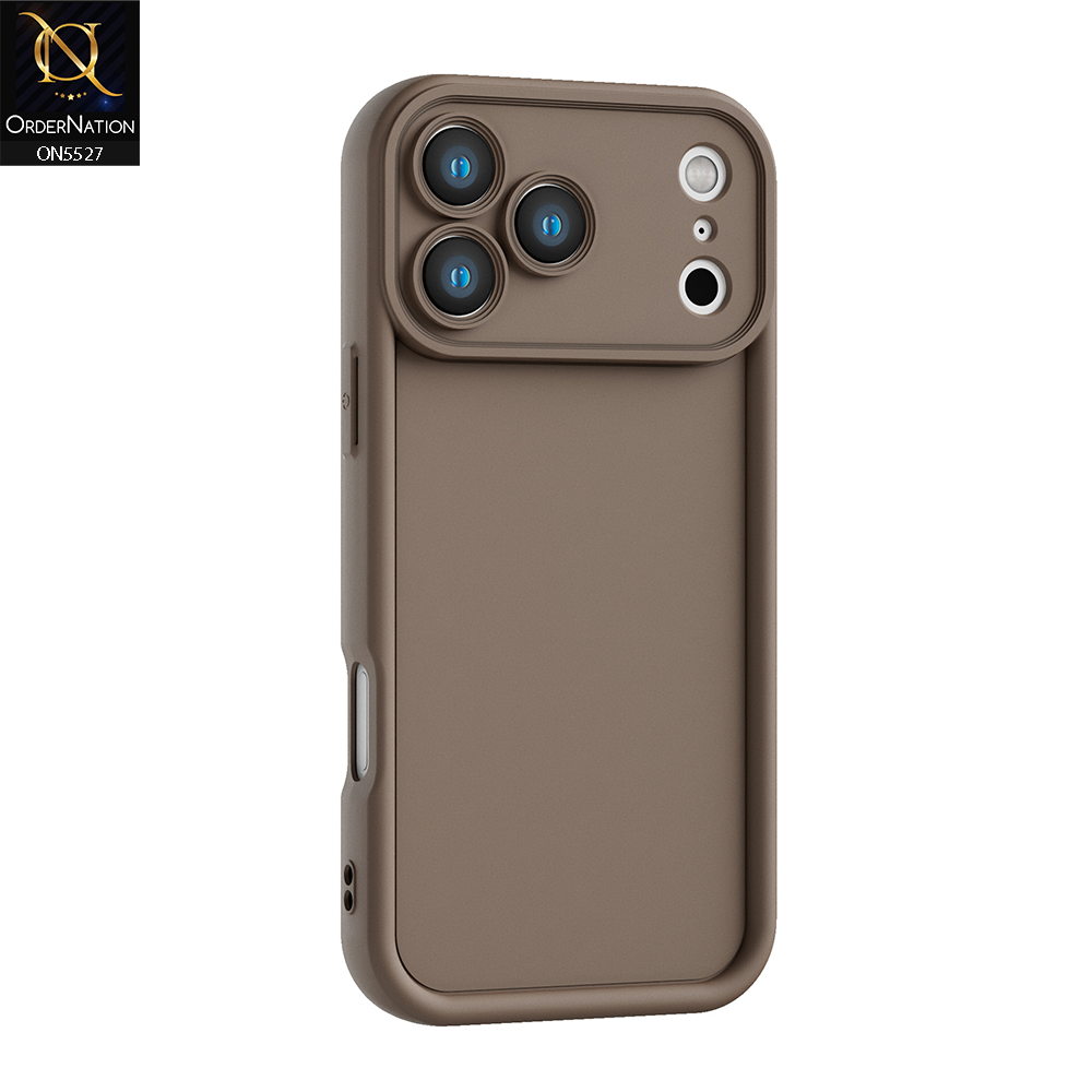 iPhone 17 Pro Max Cover - Brown - Soft Silicone Case With Round Bumper Matte TPU Shockproof Cover
