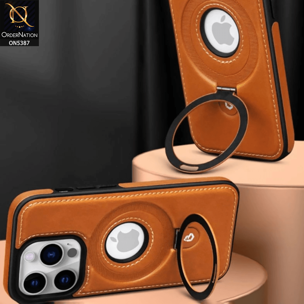 Samsung Galaxy S24 Ultra Cover - Maroon - Luxury Leather Case Supports Magsafe Wireless Charging, Kickstand Bracket Holder Soft Border Case - Futurestore.pk