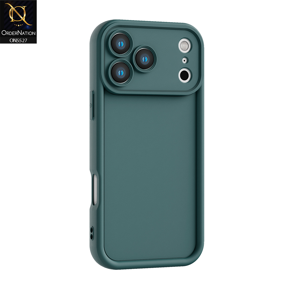 iPhone 17 Pro Max Cover - Dark Green - Soft Silicone Case With Round Bumper Matte TPU Shockproof Cover