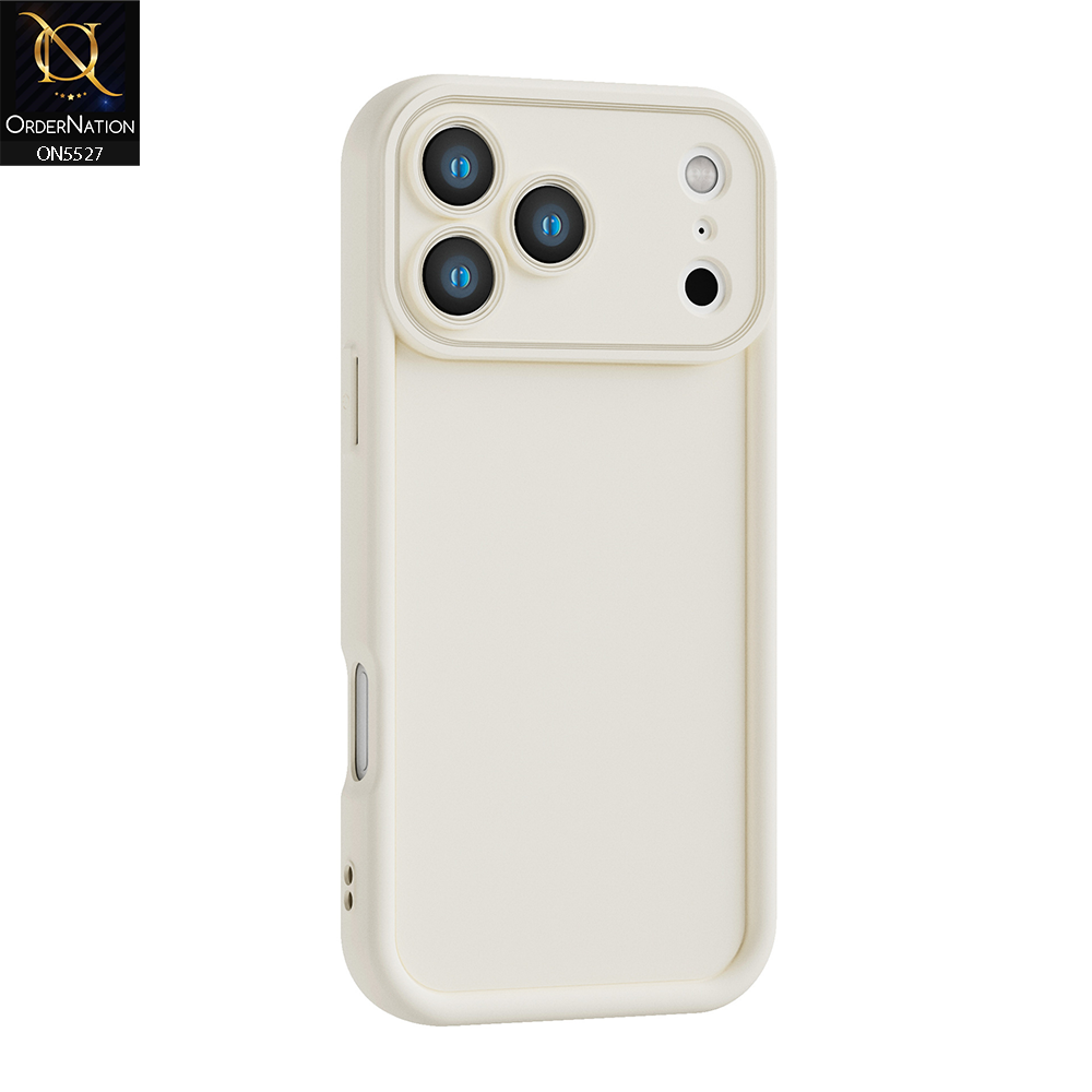 iPhone 17 Pro Max Cover - Off White - Soft Silicone Case With Round Bumper Matte TPU Shockproof Cover