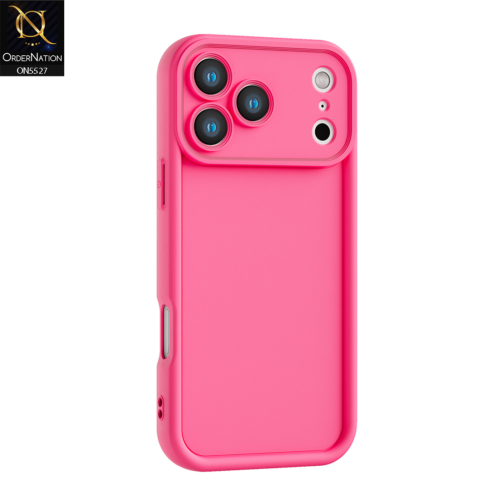 iPhone 17 Pro Max Cover - Dark Pink - Soft Silicone Case With Round Bumper Matte TPU Shockproof Cover