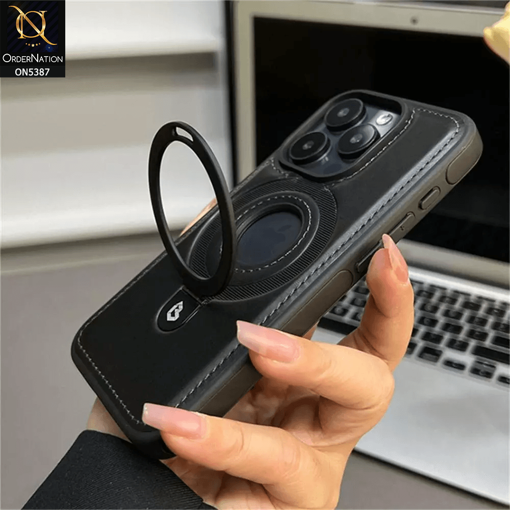 Samsung Galaxy S24 Ultra Cover - Brown - Luxury Leather Case Supports Magsafe Wireless Charging, Kickstand Bracket Holder Soft Border Case