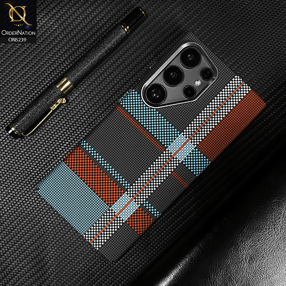 Samsung Galaxy S25 Ultra Cover - Design8 - Universe Luxo Carbon Fiber Texture Ultra Thin Shell Case With Metal Camera Ring Borders