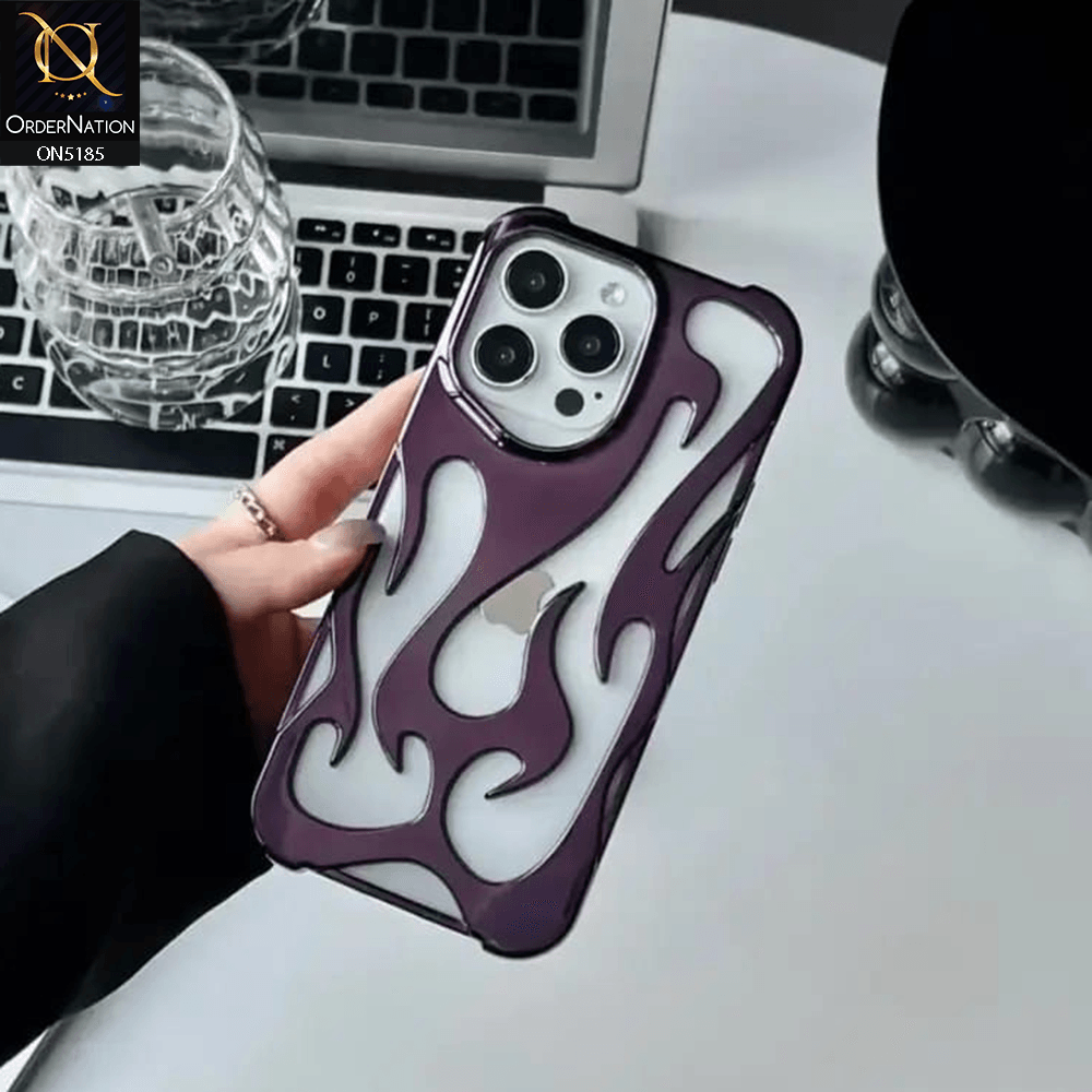 iPhone 16 Pro Max Cover - Purple - New Shiny Electroplating Flame Series Soft Case - Futurestore.pk