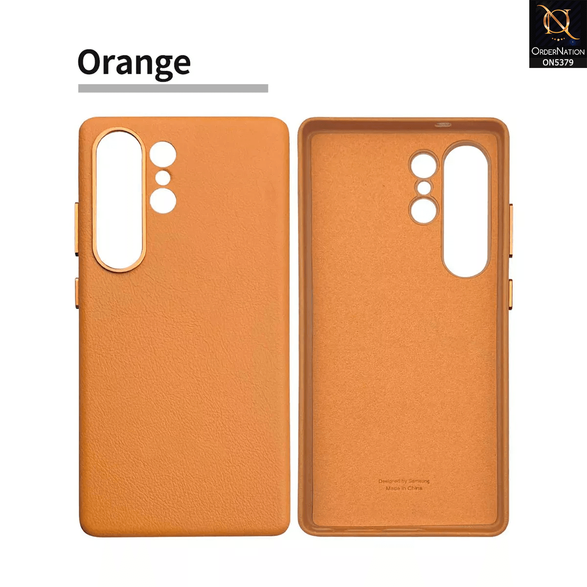 Samsung Galaxy S25 Ultra Cover - Orange - Premium Kindsuit Leather Case With Metal Camera Ring Borders