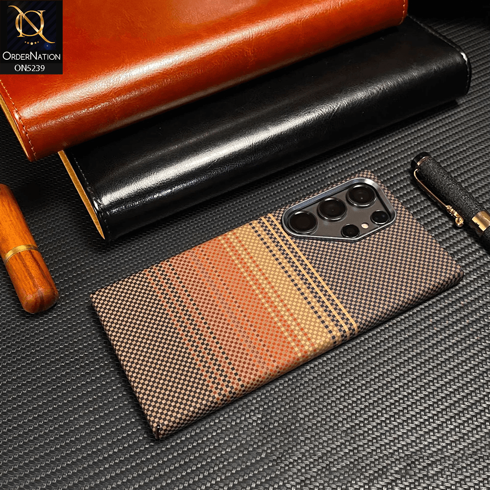 Samsung Galaxy S25 Ultra Cover - Design7 - Universe Luxo Carbon Fiber Texture Ultra Thin Shell Case With Metal Camera Ring Borders