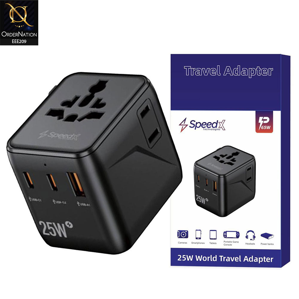 Speed-X SP-TCW02 PD Fast Charging 25W Travel Adapter - Black