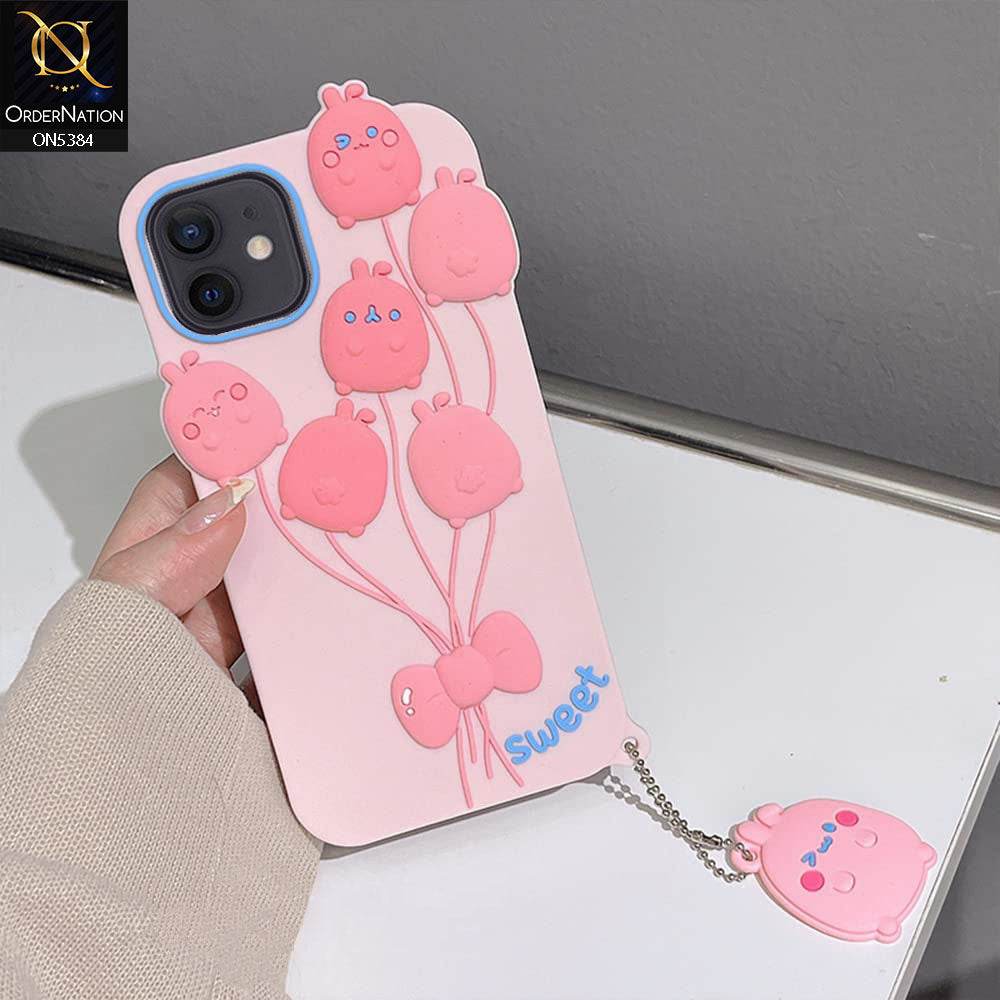 iPhone 11 Cover - Pink - 3D Cute Kawaii Sweet Cartoon Soft Case - Futurestore.pk