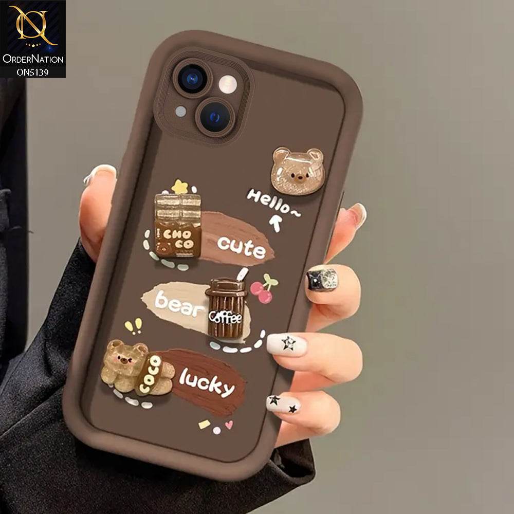 iPhone 13 - Brown - Trendy 3D Cute Cartoon And Coffee Chocolate Soft Silicon Shockproof Case With Camera Protection - Futurestore.pk