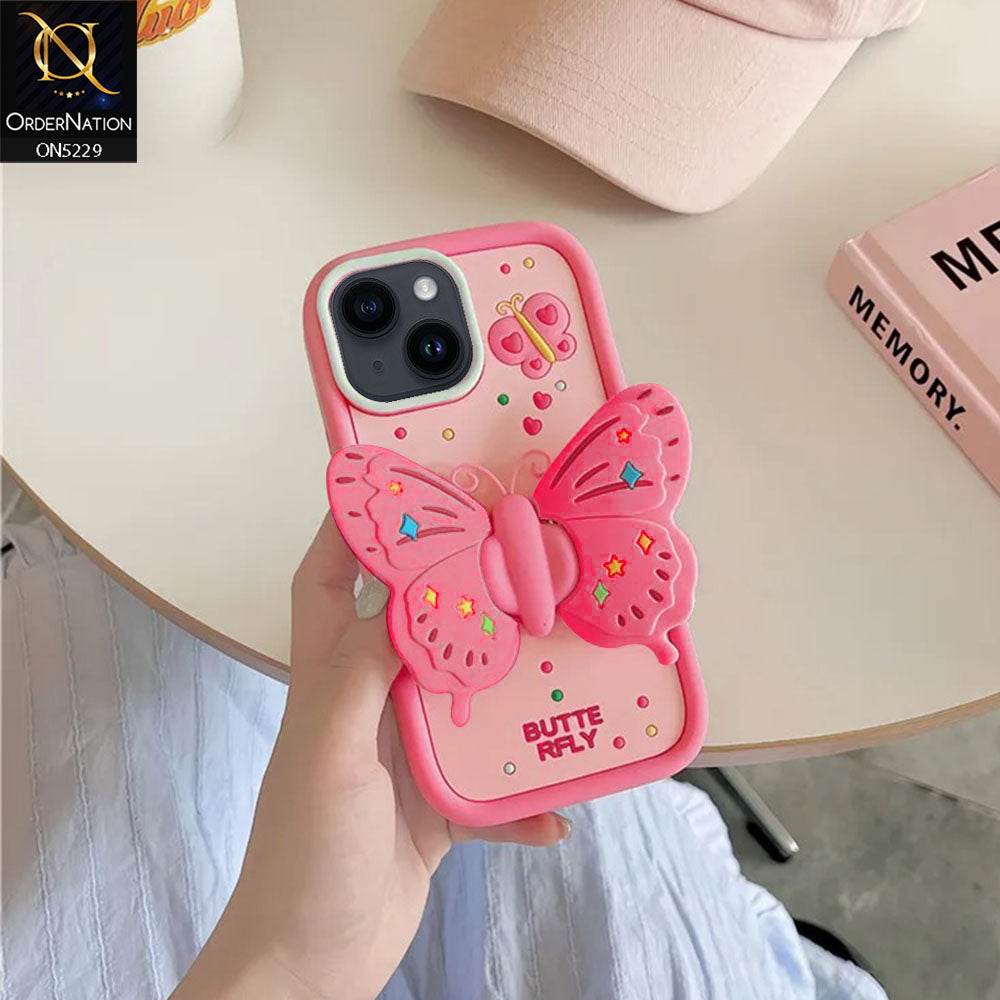 iPhone 13 Cover - Design3 - Cute 3D Butterfly Bracket Kickstand Beautiful Soft Case - Futurestore.pk
