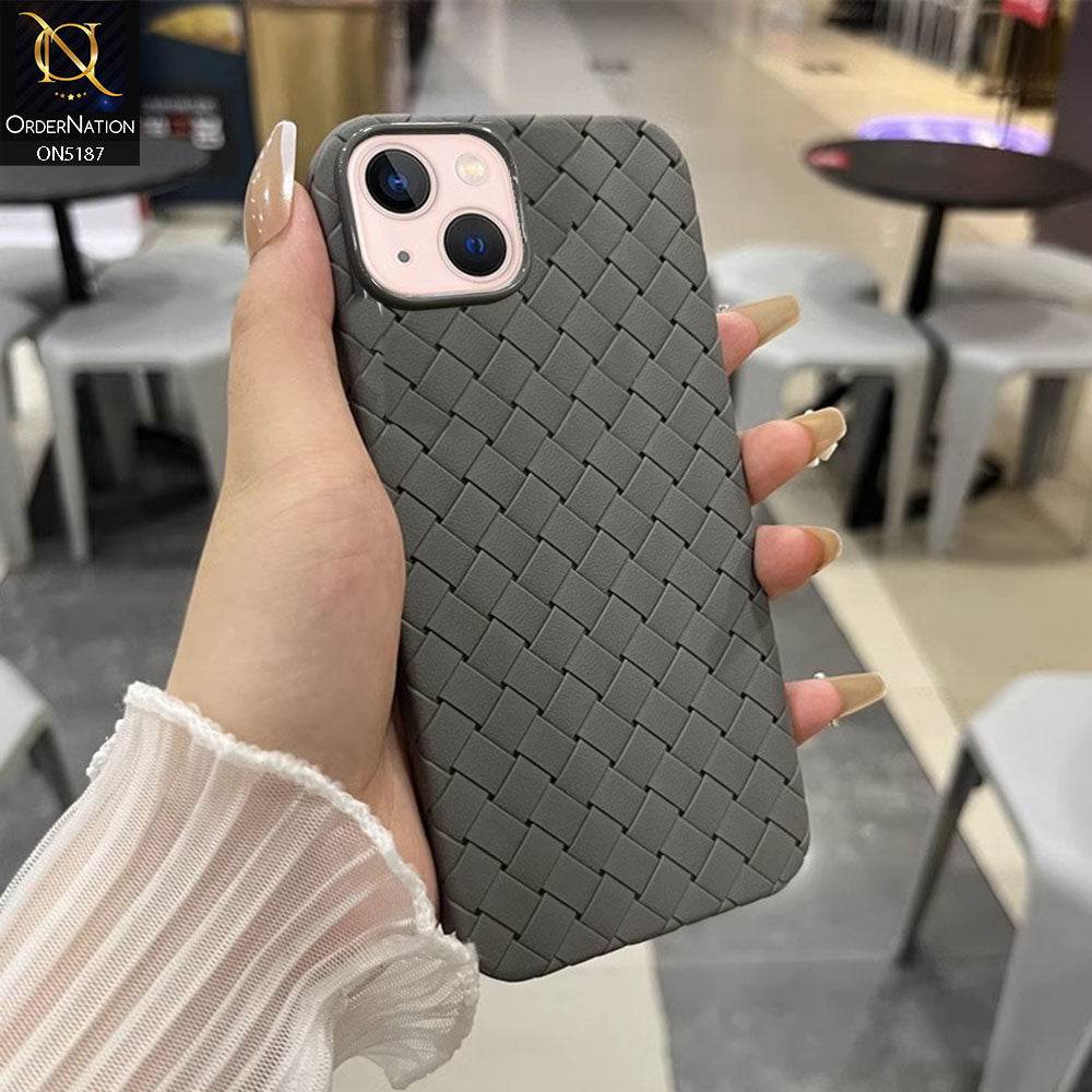 iPhone 13 Cover - Gray - New Woven Design Leather Feel Soft TPU Case - Futurestore.pk