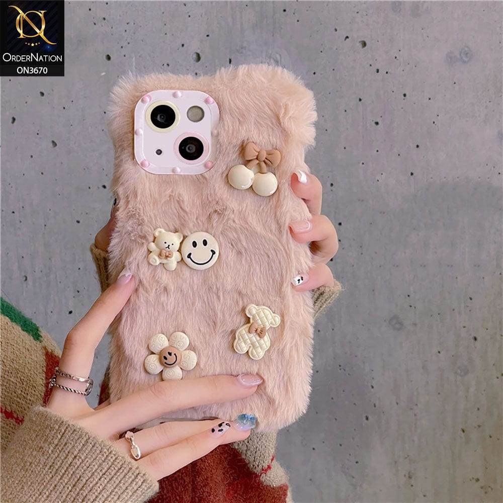iPhone 13 Cover - Pink - New Trendy Plush Warm Fluffy Soft Borders Case with Camera Protection