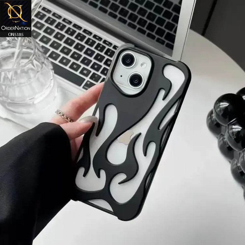 iPhone 13 Cover - Black - New Shiny Electroplating Flame Series Soft Case - Futurestore.pk