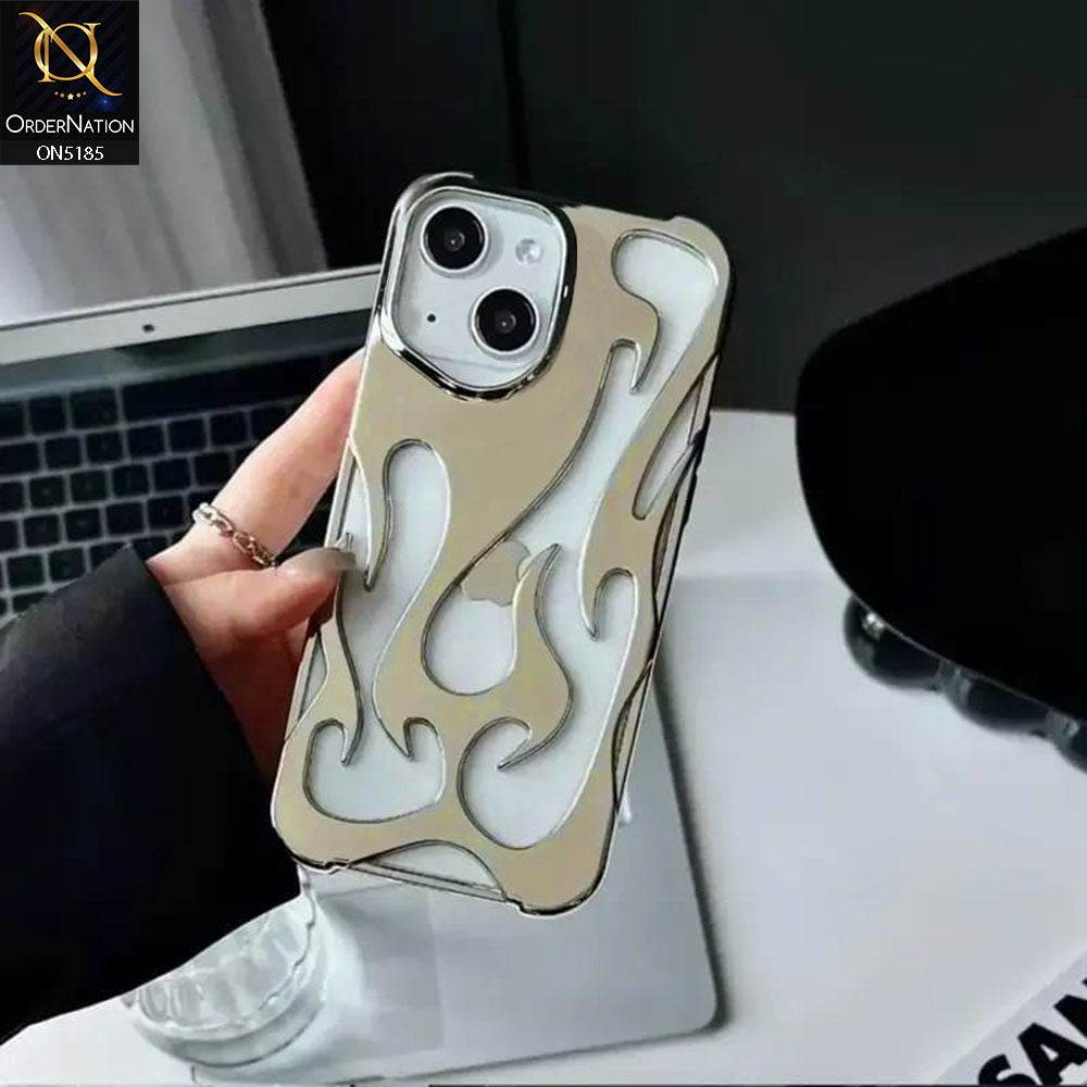iPhone 13 Cover - Golden - New Shiny Electroplating Flame Series Soft Case - Futurestore.pk