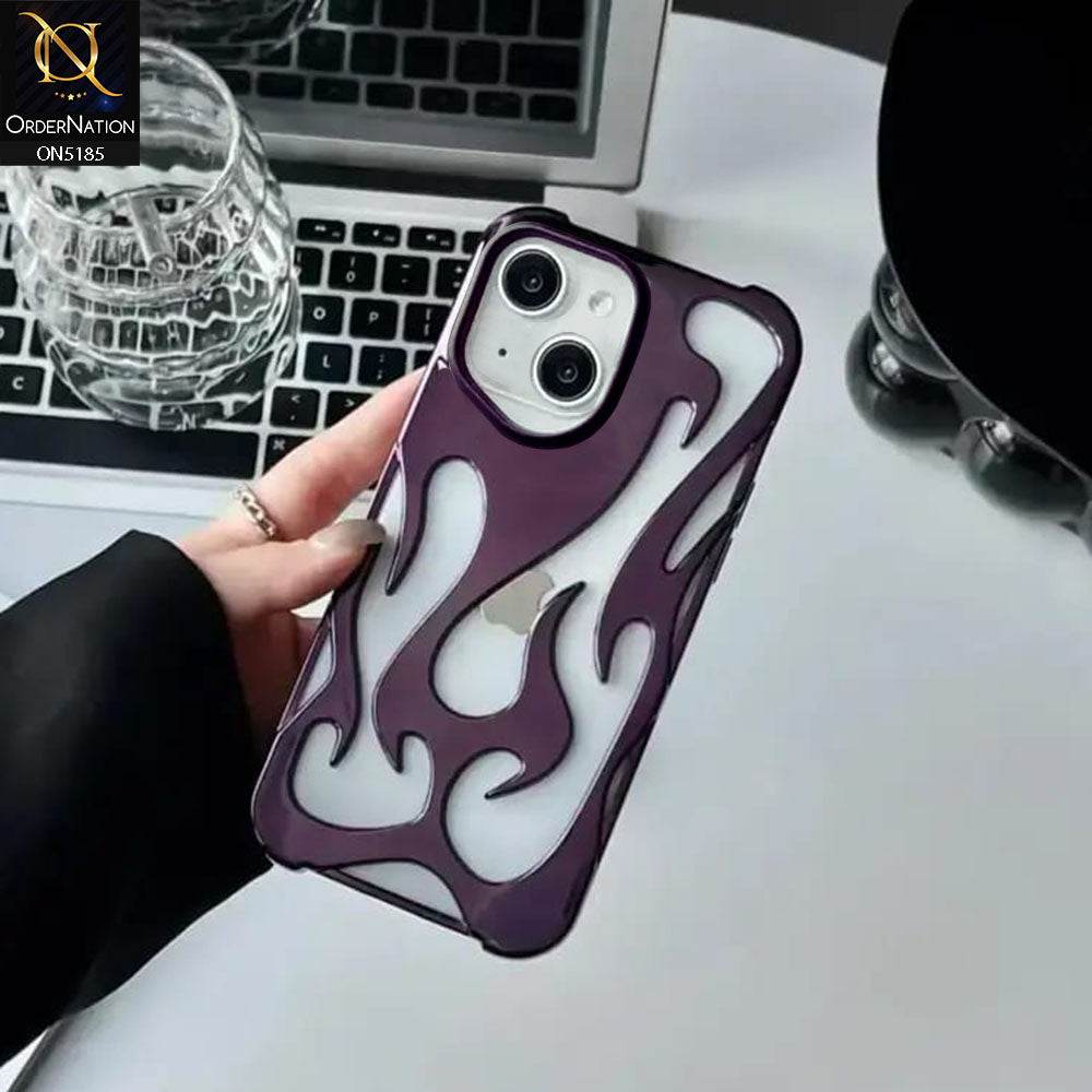 iPhone 13 Cover - Purple - New Shiny Electroplating Flame Series Soft Case - Futurestore.pk