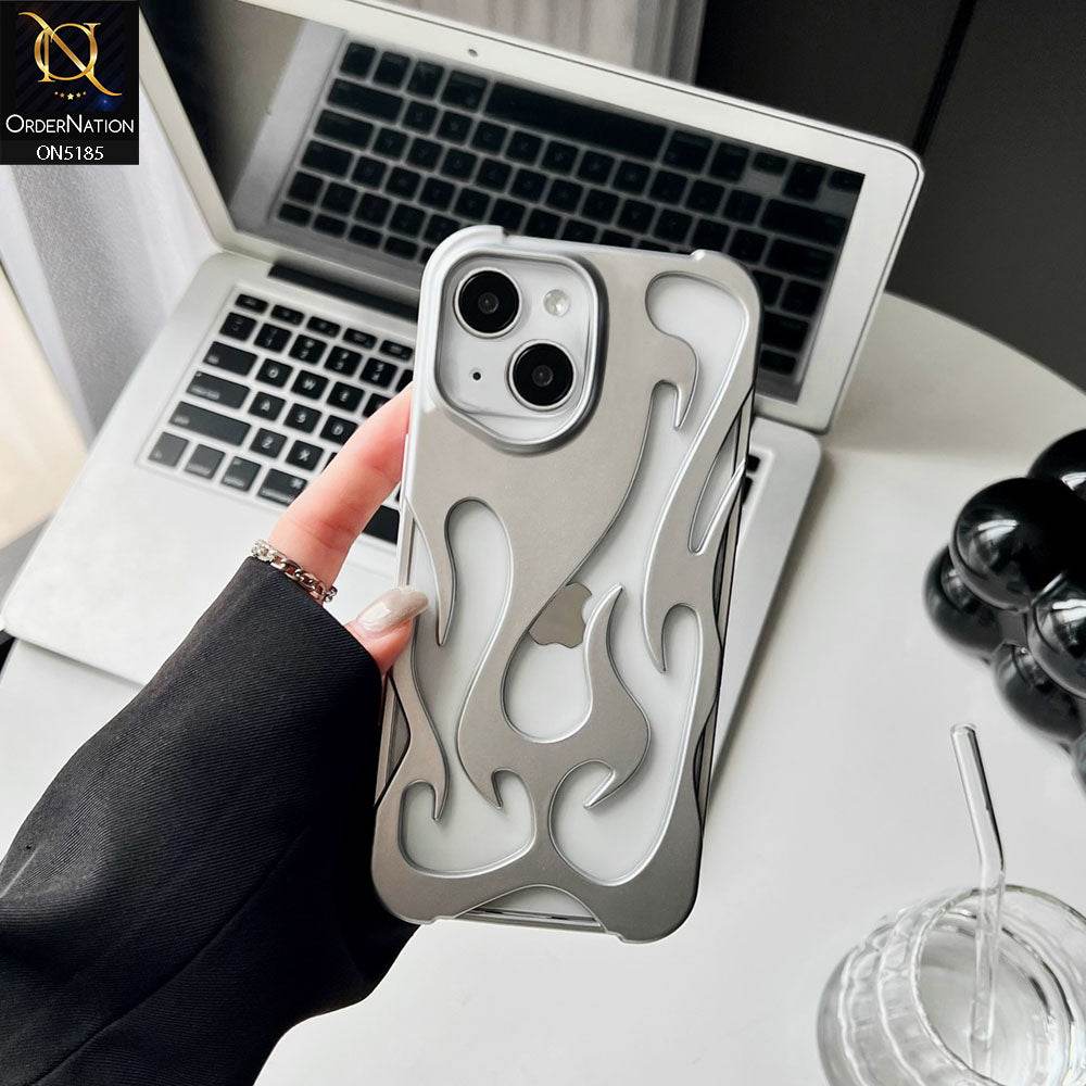 iPhone 13 Cover - Silver - New Shiny Electroplating Flame Series Soft Case - Futurestore.pk