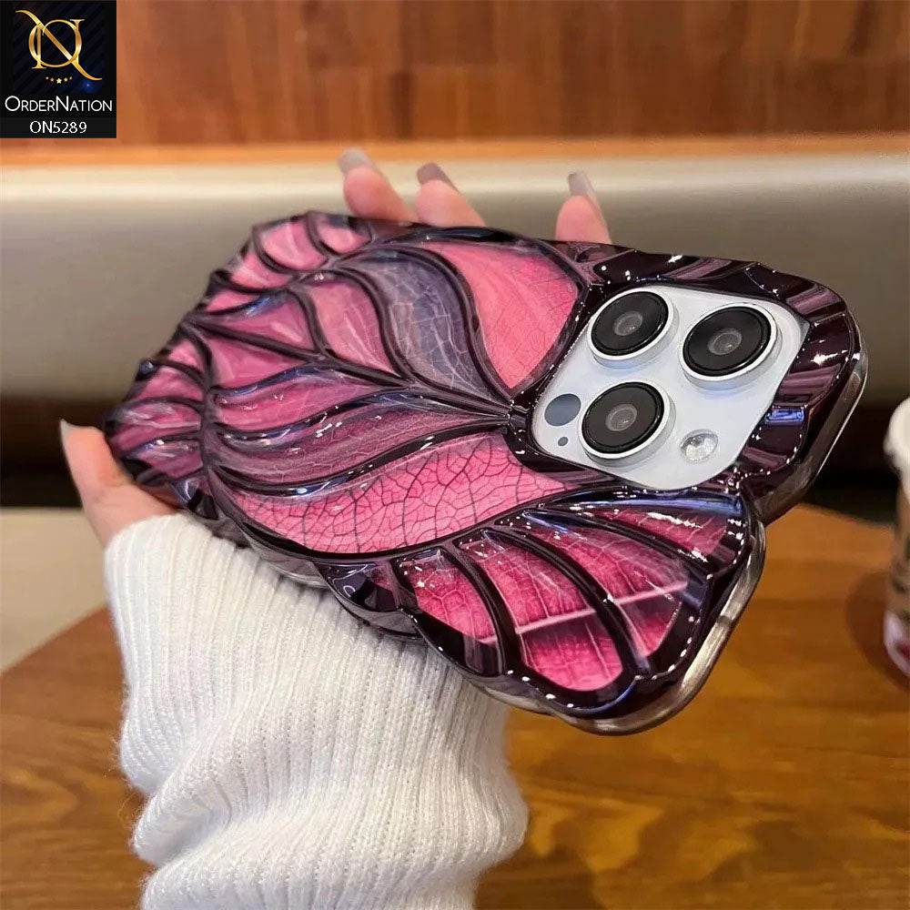 iPhone 16 Pro Max Cover - Purple - Luxury 3D Colorful Maple Leaf Electroplatiang Wavy Soft Border Case - Futurestore.pk