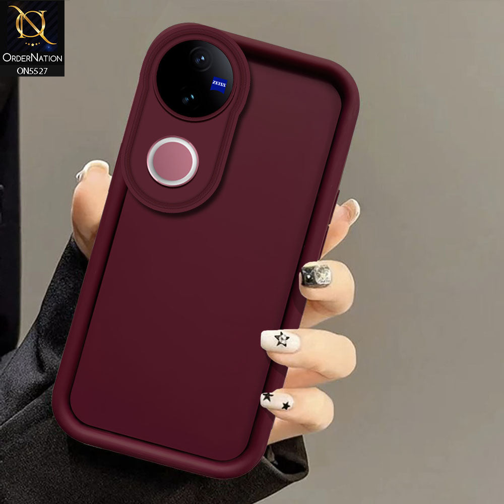 vivo V50 Cover - Maroon - Soft Silicone Case With Round Bumper Matte TPU Shockproof Cover