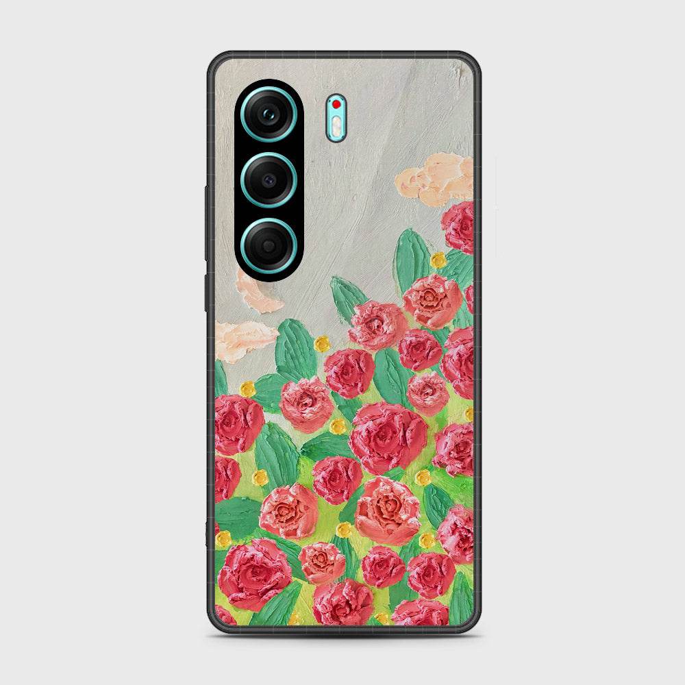 Tecno Camon 40 Cover - Floral Series - Design 10 - Red & Green - HQ Premium Shine Durable Shatterproof Case