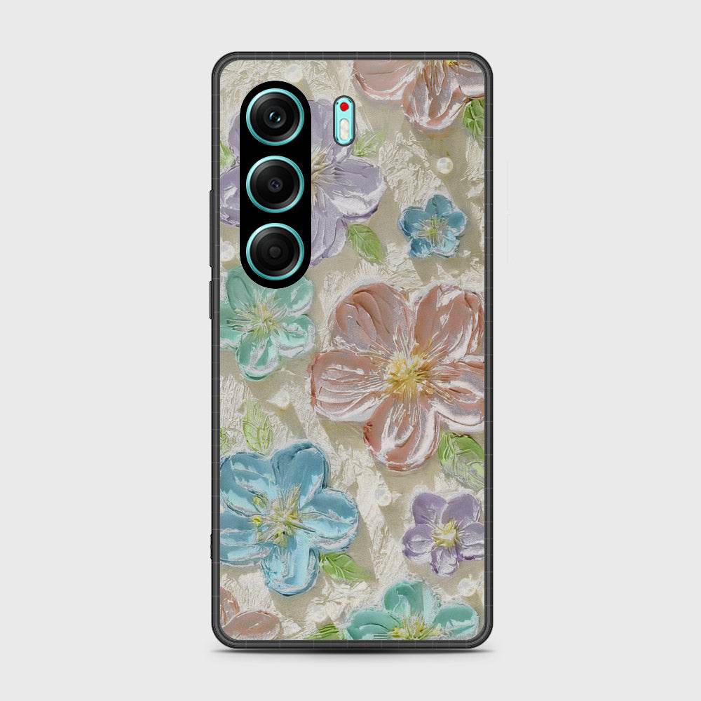 Tecno Camon 40 Cover - Floral Series - Design 14 - Blue & Purple - HQ Premium Shine Durable Shatterproof Case