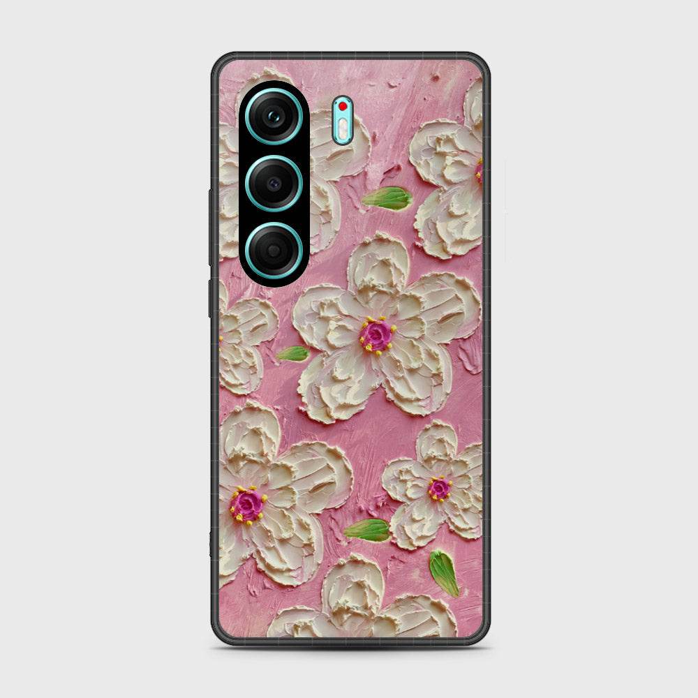 Tecno Camon 40 Cover - Floral Series - Design 5 - Pink & White - HQ Premium Shine Durable Shatterproof Case