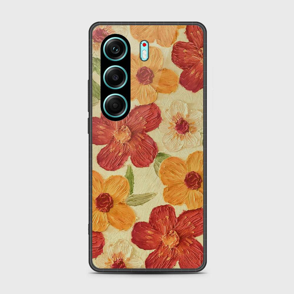 Tecno Camon 40 Cover - Floral Series - Design 6 - Red & Orange - HQ Premium Shine Durable Shatterproof Case