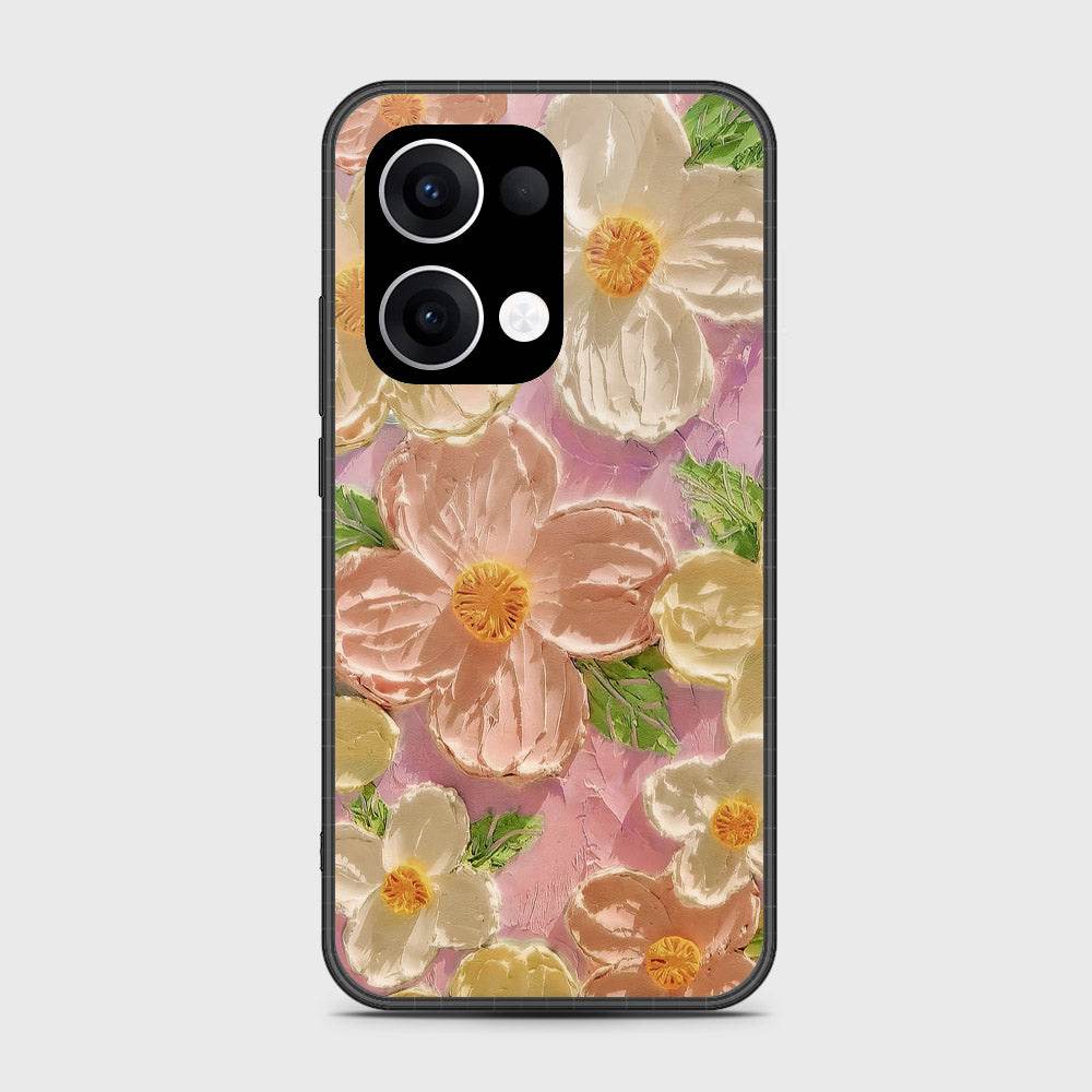 Oppo Reno 13 Cover - Floral Series - Design 11 - White & Green - HQ Premium Shine Durable Shatterproof Case - Futurestore.pk